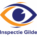 Logo inspectie gilde die een oog in twee verschillende kleuren afbeeld